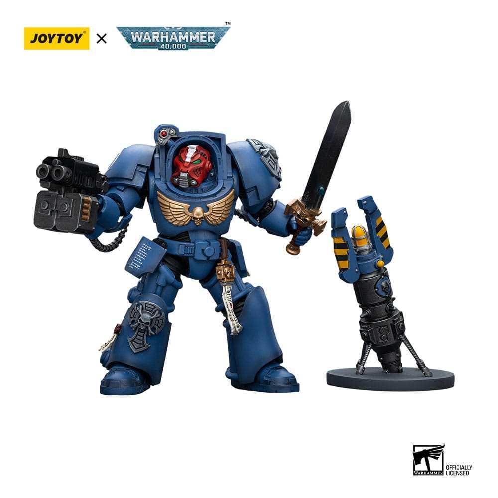 Warhammer 40k 1/18 Ultramarines Terminator Squad Sergeant with Power Sword and Teleport Homer 12 cm - Smalltinytoystore