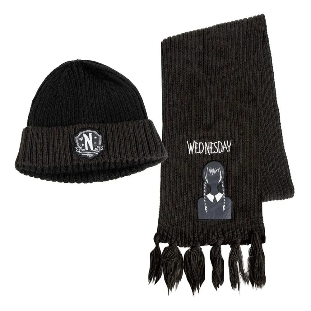 Wednesday Beanie & Schal Set Nevermore - Smalltinytoystore