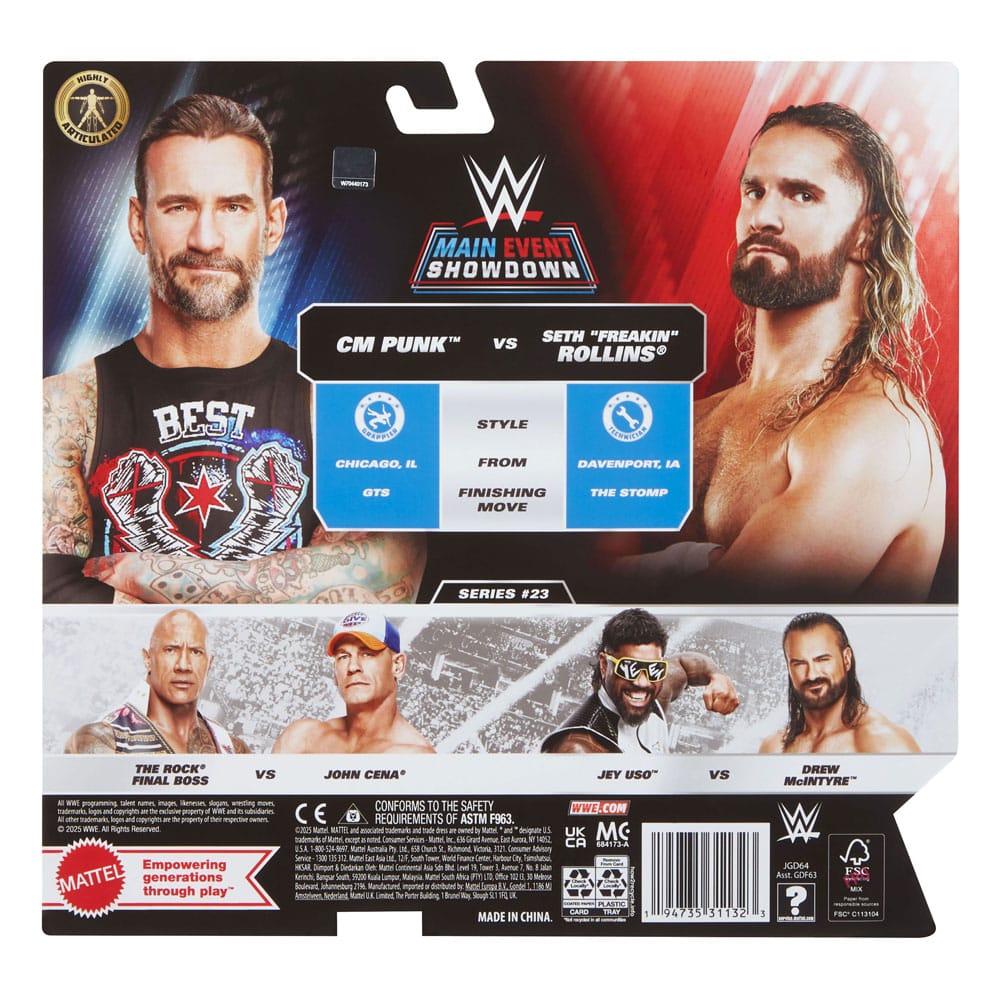 WWE Main Event Showdown Actionfiguren CM Punk vs Seth "Freakin" Rollins 2-Pack 15 cm - Smalltinytoystore