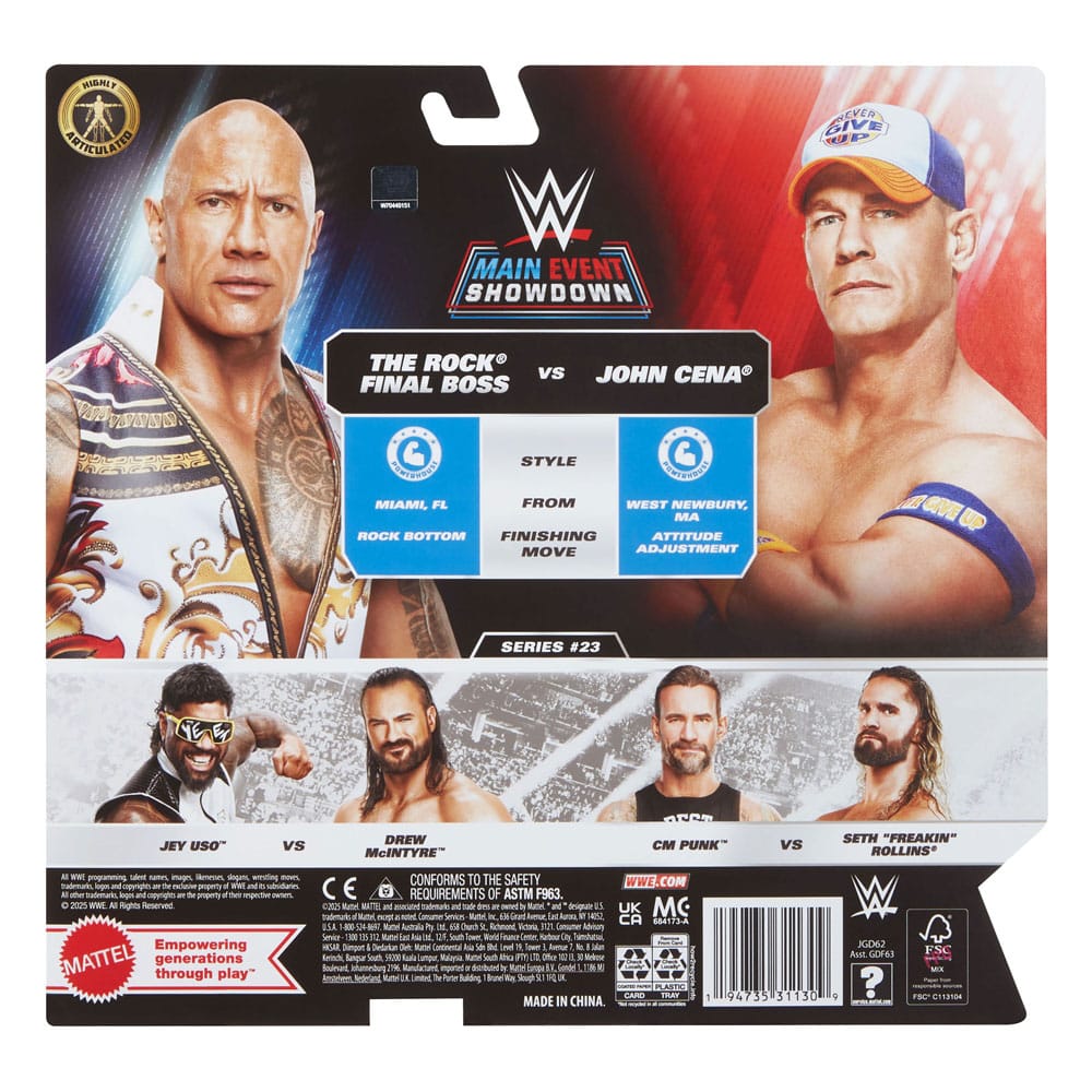 WWE Main Event Showdown Actionfiguren The Rock Final Boss vs John Cena 2-Pack 15 cm - Smalltinytoystore