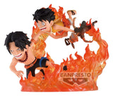 One Piece World Collectable Figure Log Stories PVC-Figur Portgas D. Ace & Monkey D. Ruffy (Marineford) 10 cm