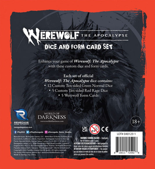 Werewolf: The Apocalypse 5th Edition RPG Würfel- und Formkartenset
