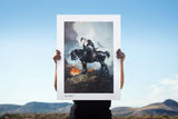 Frank Frazetta Kunstdruck Death Dealer I Rainbow Lava Holofoil 61 x 41 cm - ungerahmt
