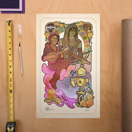 Critical Role Kunstdruck Sam Riegel: 10th Anniversary Art Nouveau Illustrations 46 x 28 cm - ungerahmt