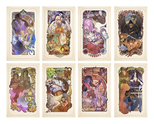 Critical Role Kunstdruck 10th Anniversary Art Nouveau Illustrations 46 x 28 cm - ungerahmt (8er-Set)