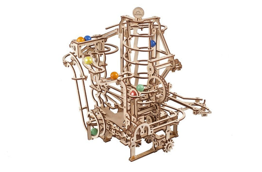 Ugears Modellbausatz aus Holz Murmelbahn mit Spiralaufzug