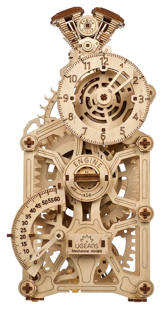 Ugears Modellbausatz aus Holz Motoren-Uhr