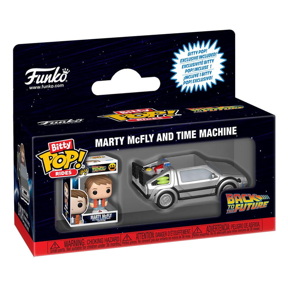 Zurück in die Zukunft Bitty POP! Rides Vinyl Figur Marty McFly and Time Machine - Smalltinytoystore