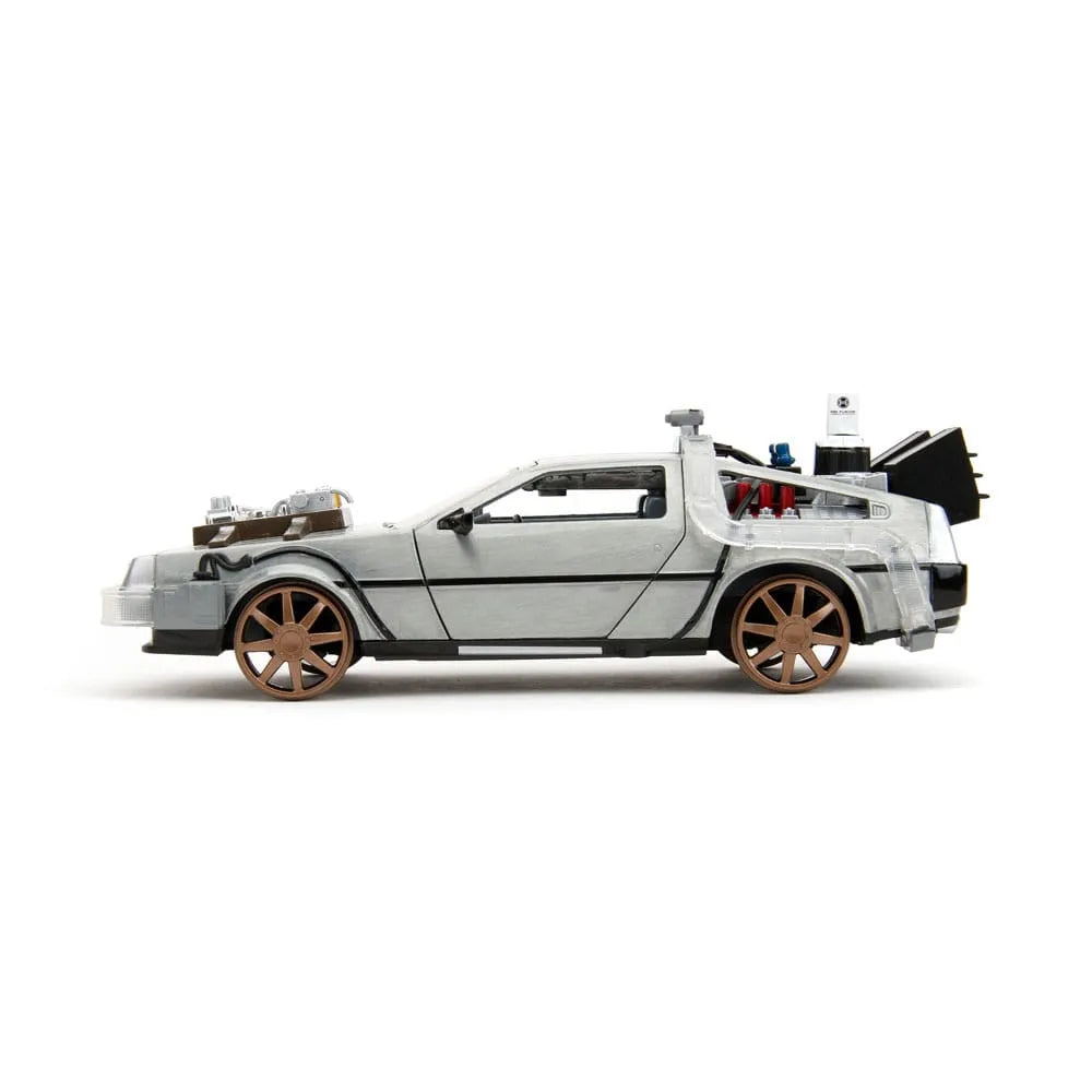 Zurück in die Zukunft III Hollywood Rides Diecast Modell 1/24 DeLorean Time Machine Railroad Wheels - Smalltinytoystore