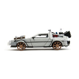 Zurück in die Zukunft III Hollywood Rides Diecast Modell 1/24 DeLorean Time Machine Railroad Wheels - Smalltinytoystore