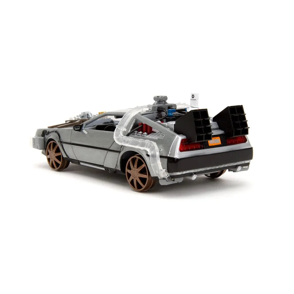 Zurück in die Zukunft III Hollywood Rides Diecast Modell 1/24 DeLorean Time Machine Railroad Wheels - Smalltinytoystore