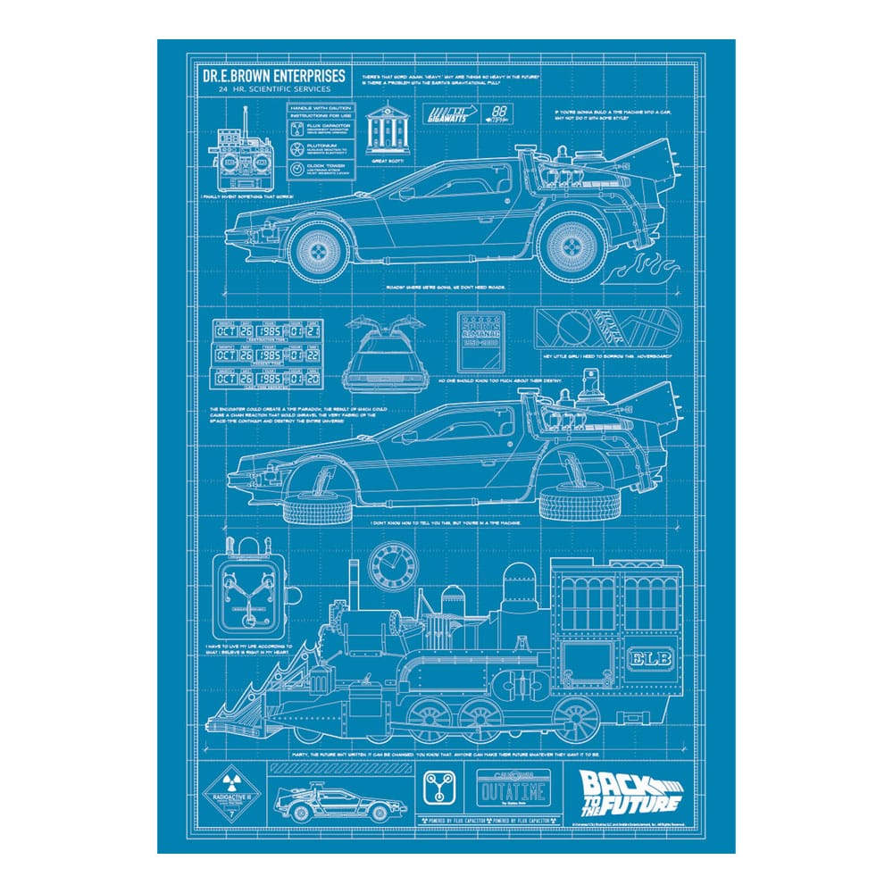 Zurück in die Zukunft Kunstdruck Time Machine Blueprint Limited Edition 42 x 30 cm - Smalltinytoystore