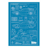 Zurück in die Zukunft Kunstdruck Time Machine Blueprint Limited Edition 42 x 30 cm - Smalltinytoystore