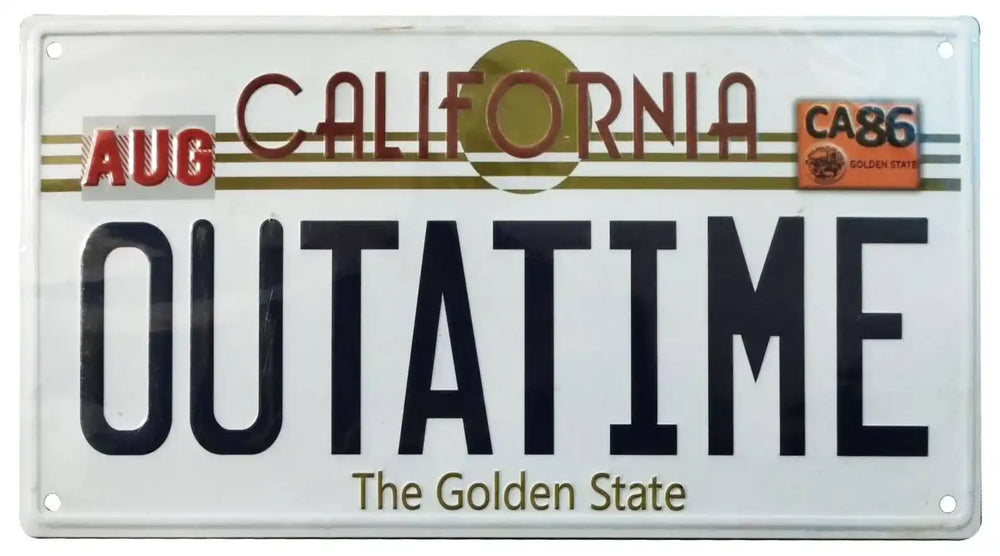 Zurück in die Zukunft Metallschild ´Outatime´ DeLorean Nummernschild - Smalltinytoystore