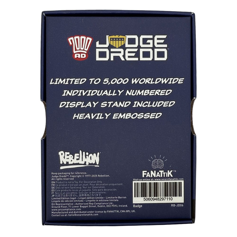2000 AD Replik Judge Dredd Badge Limited Edition - Smalltinytoystore