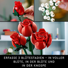 LEGO Icons Rosenstrauß, Kunstblumen Als Zimmer-Deko, Botanical Collection Set Für Erwachsene, Valentinstag- Oder Jahrestag-Geschenk Für Partner, Freundin Oder Freund, Botanik Kollektion 10328