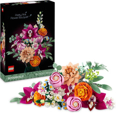 LEGO Botanicals Schöner Rosafarbener Blumenstrauß - Blumendeko - Bauset Für Erwachsene - Dekorative Gänseblümchen, Kornblumen, Rosen Und Holunderblüten Zum Ausstellen - Bürodekoration 10342