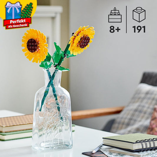 LEGO Sonnenblumen, Set Mit Kunstblumen Für Kinder Ab 8 Jahren, Optimal Als Kinderzimmer-Deko Oder Blumenstrauß, Geschenk Für Jugendliche Mädchen Und Jungen, Botanical Collection 40524