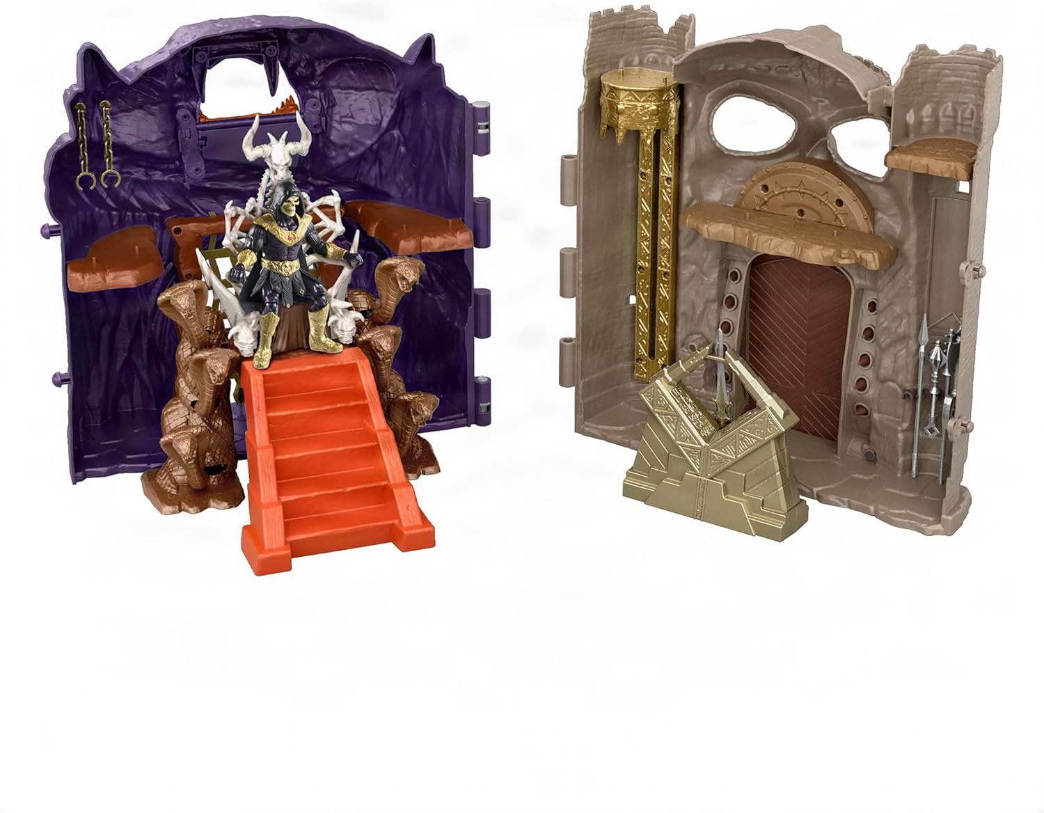 Masters of the Universe Movie Spielset Battle for Eternia Schloss Grayskull und Snake Mountain, Knochenthron mit Skeletor-Figur