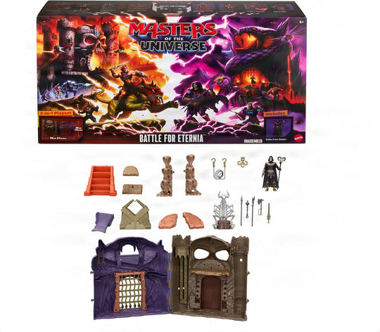Masters of the Universe Movie Spielset Battle for Eternia Schloss Grayskull und Snake Mountain, Knochenthron mit Skeletor-Figur