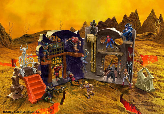 Masters of the Universe Movie Spielset Battle for Eternia Schloss Grayskull und Snake Mountain, Knochenthron mit Skeletor-Figur