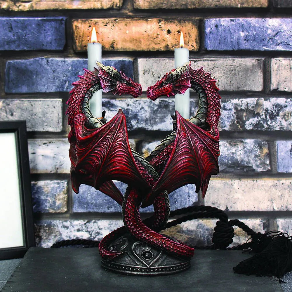 Anne Stokes Kerzenständer Dragon Heart Valentine's Edition 23 cm - Smalltinytoystore