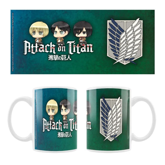 Attack on Titan Keramiktasse Eren, Mikasa & Armin Chibi Style - Smalltinytoystore