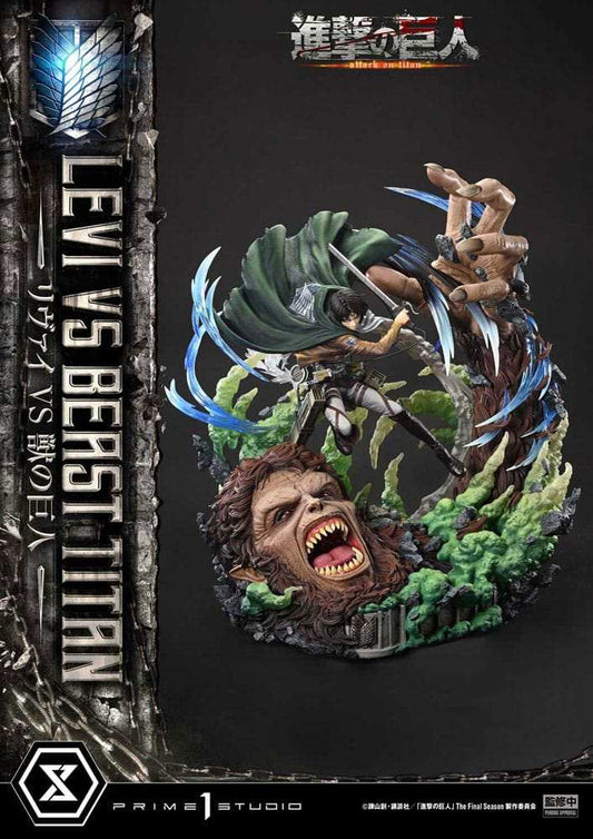 Attack on Titan Ultimate Premium Masterline Series Statue 1/4 Levi Versus Beast Titan 73 cm - Smalltinytoystore