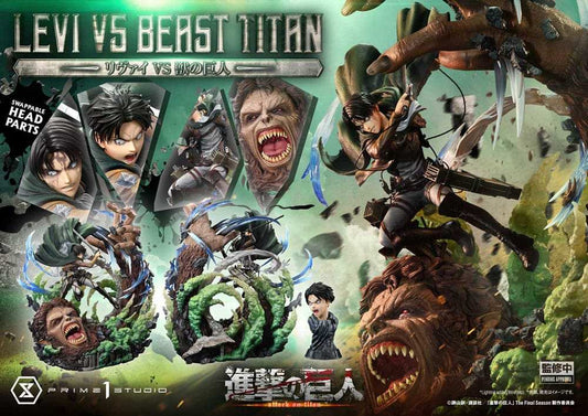 Attack on Titan Ultimate Premium Masterline Series Statue 1/4 Levi Versus Beast Titan Bonus Version 73 cm - Smalltinytoystore