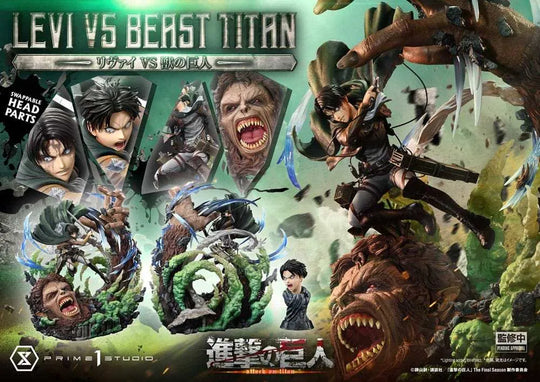 Attack on Titan Ultimate Premium Masterline Series Statue 1/4 Levi Versus Beast Titan Bonus Version 73 cm - Smalltinytoystore