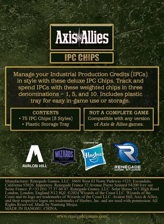 Avalon Hill Brettspiel Axis & Allies: IPC Chips Erweiterung