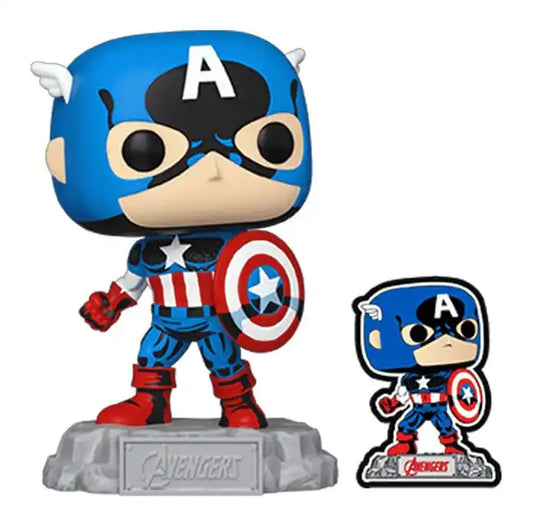 Avengers: Beyond Earth's Mightiest POP! Vinyl Figur Captain America with Pin 9 cm - Smalltinytoystore