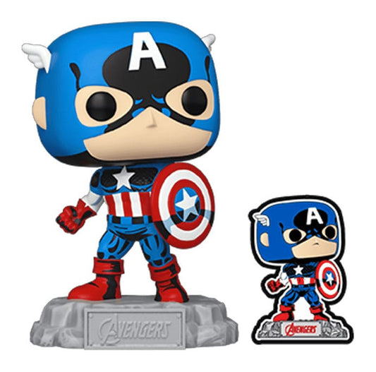 Avengers: Beyond Earth's Mightiest POP! Vinyl Figur Captain America with Pin 9 cm - Smalltinytoystore