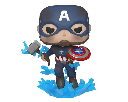 Avengers: Endgame POP! Movies Vinyl Figur Captain America w/Broken Shield & Mjölnir 9 cm - Smalltinytoystore