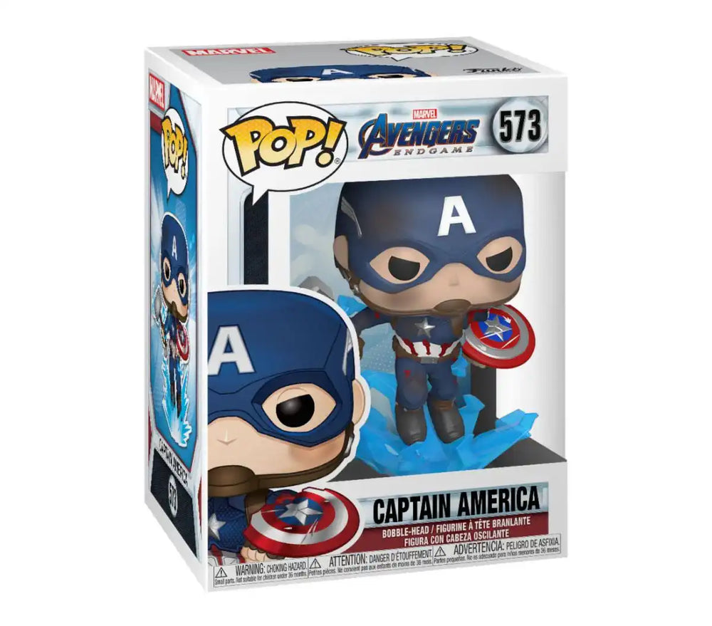 Avengers: Endgame POP! Movies Vinyl Figur Captain America w/Broken Shield & Mjölnir 9 cm - Smalltinytoystore