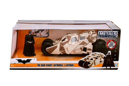 Batman The Dark Knight Diecast Modell 1/24 2008 Batmobile Camo mit Figur - Smalltinytoystore