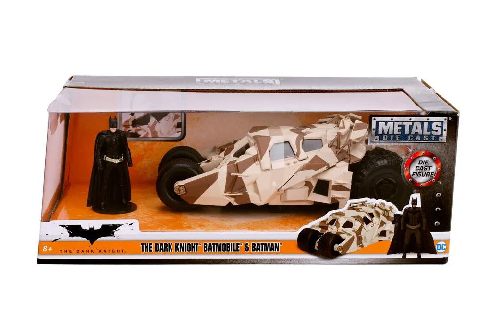Batman The Dark Knight Diecast Modell 1/24 2008 Batmobile Camo mit Figur - Smalltinytoystore