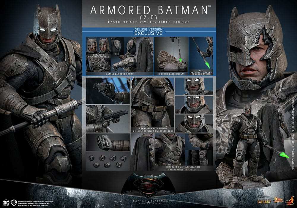 Batman v Superman Dawn of Justice Movie Masterpiece 1/6 Armored Batman 2.0 (Deluxe Version) 33 cm HOT TOYS - Smalltinytoystore