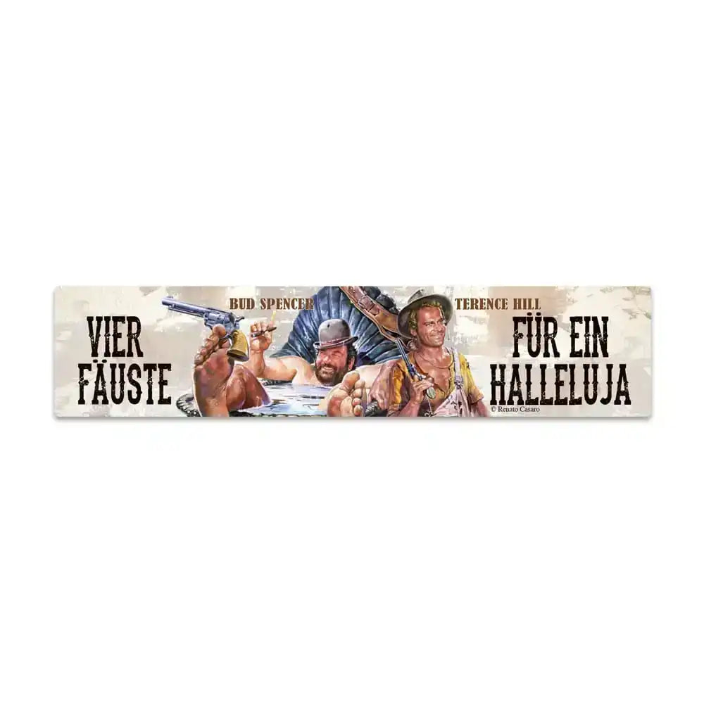 Bud Spencer & Terence Hill Blechschild mit Magnet Vier Fäuste für ein Halleluja 16 x 3,5 cm - Smalltinytoystore