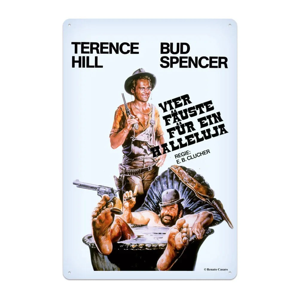Bud Spencer & Terence Hill Blechschild Vier Fäuste für ein Halleluja 20 x 30 cm - Smalltinytoystore
