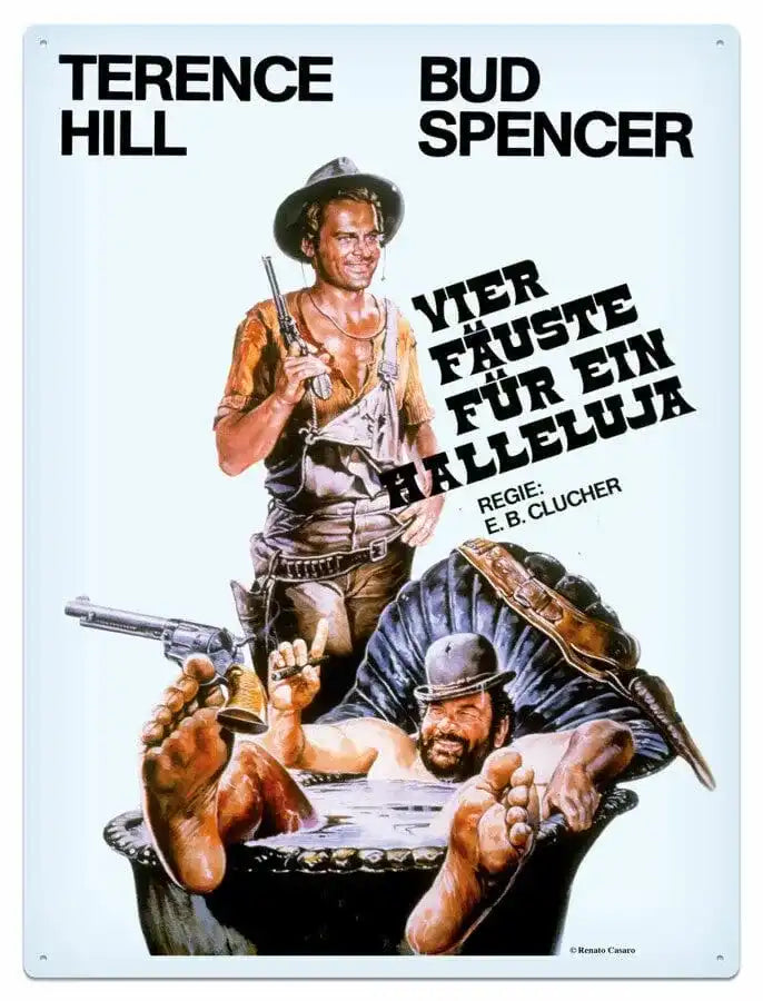 Bud Spencer & Terence Hill Blechschild Vier Fäuste für ein Halleluja 30 x 40 cm - Smalltinytoystore