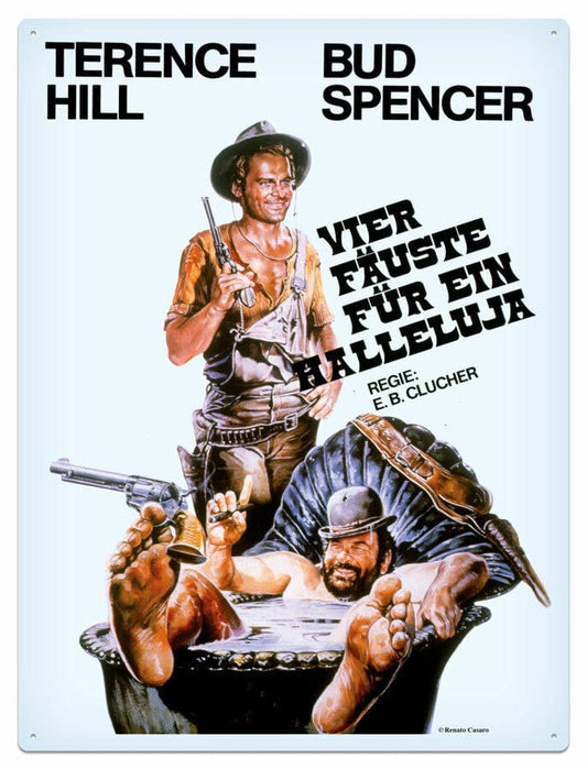Bud Spencer & Terence Hill Blechschild Vier Fäuste für ein Halleluja 30 x 40 cm - Smalltinytoystore