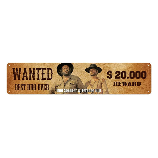 Bud Spencer & Terence Hill Blechschild Wanted 46 x 10 cm - Smalltinytoystore
