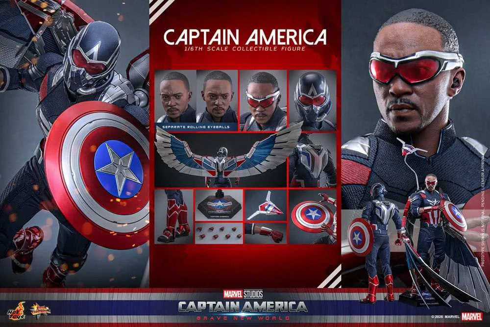 Captain America Brave New World Movie Masterpiece 1/6 Captain America HOT TOYS - Smalltinytoystore