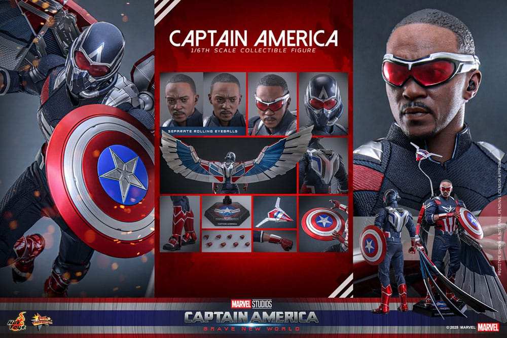 Captain America Brave New World Movie Masterpiece 1/6 Captain America HOT TOYS - Smalltinytoystore