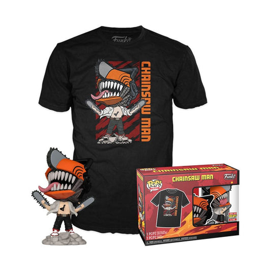 Chainsaw Man POP! & Tee Vinyl Figur & T-Shirt Set Chainsaw Man Leaping Größe L - Smalltinytoystore