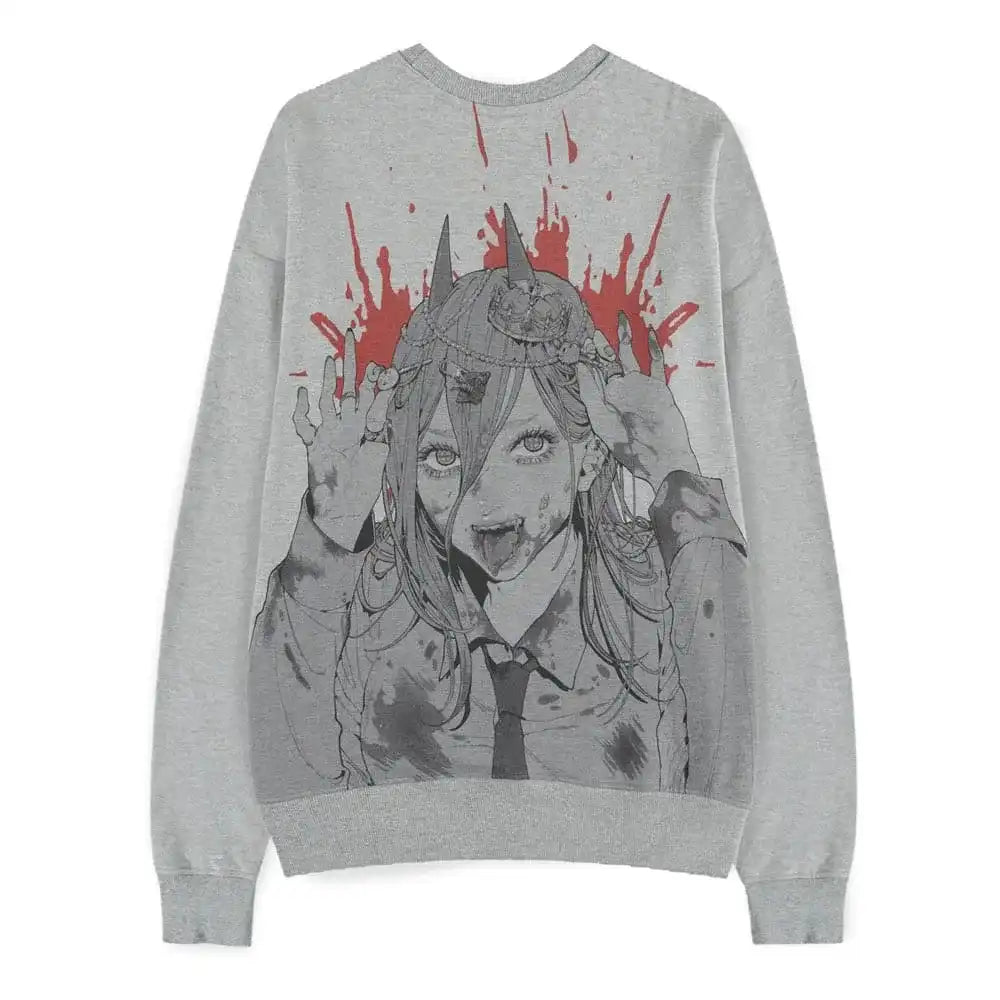 Chainsaw Man Pullover Power Grey Melange - Smalltinytoystore