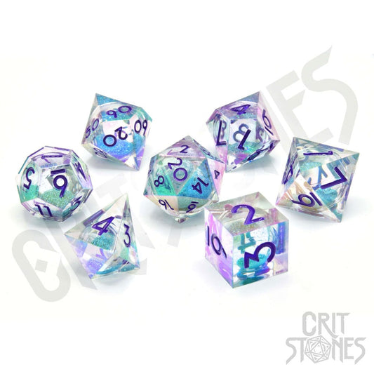 CritStones Liquid Core Würfel Set Fantasia Fluid Electroplated (7) - Smalltinytoystore