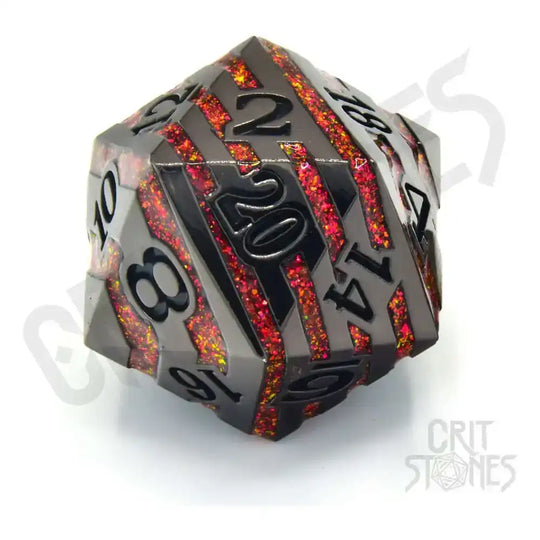 CritStones Metal Würfel D20 Pyroblade 3 cm - Smalltinytoystore