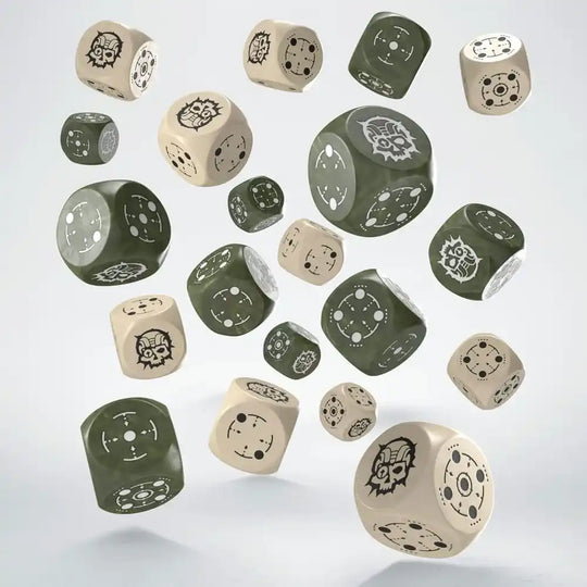 Crosshairs Compact D6 Würfel Set Beige&Olive (20) - Smalltinytoystore